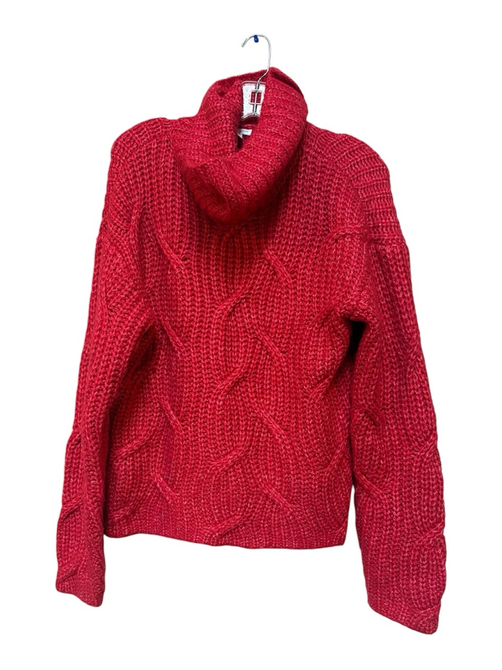 Tribal Jeans Red Cowl Neck Cable Knit Sweater M Cabincore Après Ski